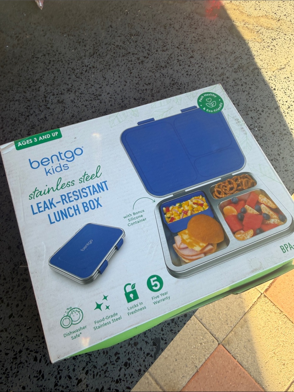 Bentgo Kids' Stainless Steel Leakproof 3 Compartments Bento Lunch Box